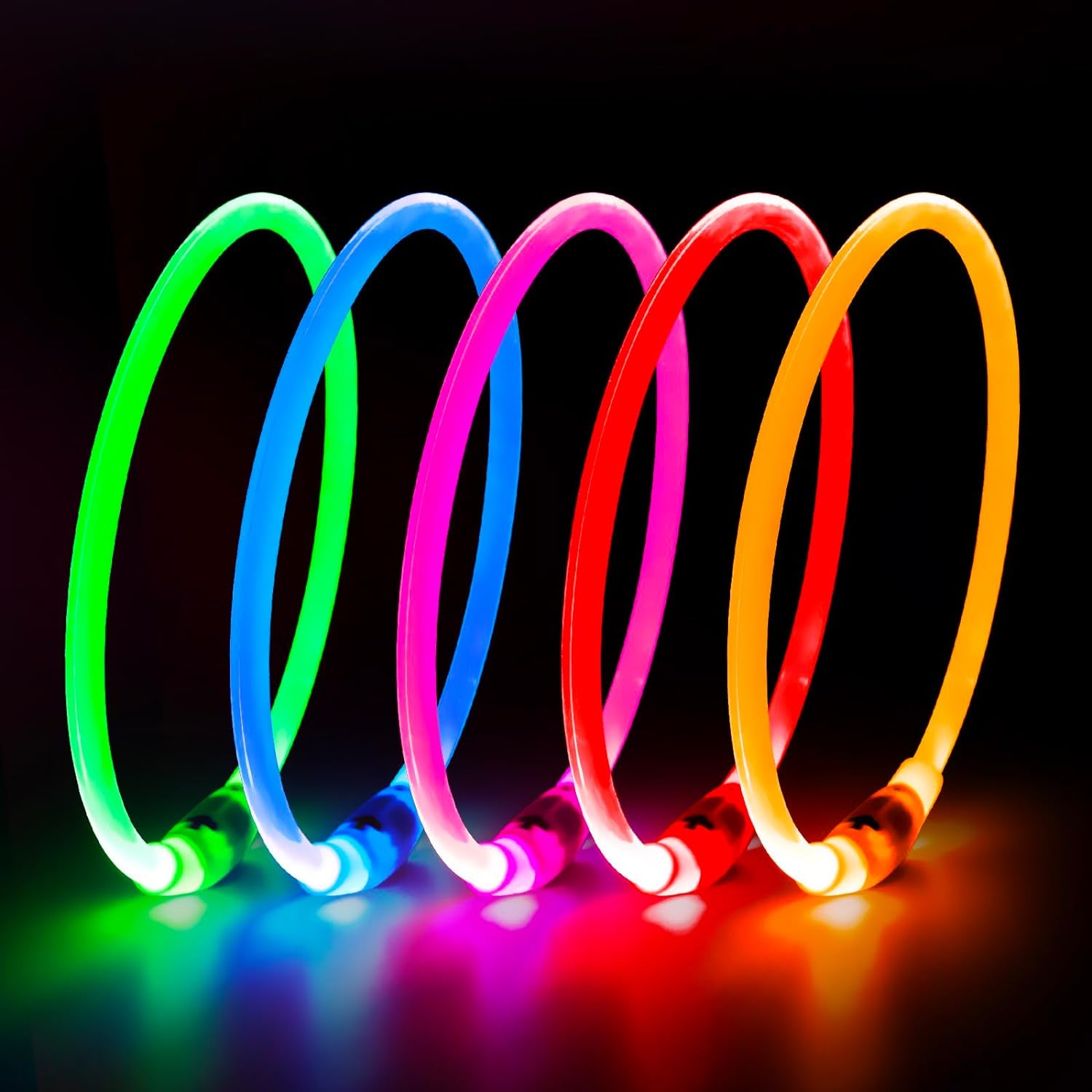 LED Dog Collar Light - USB Rechargeable Light up Dog Collars, DIY Flash LED Dog Necklace for Your Dogs Walking at Night (Red)