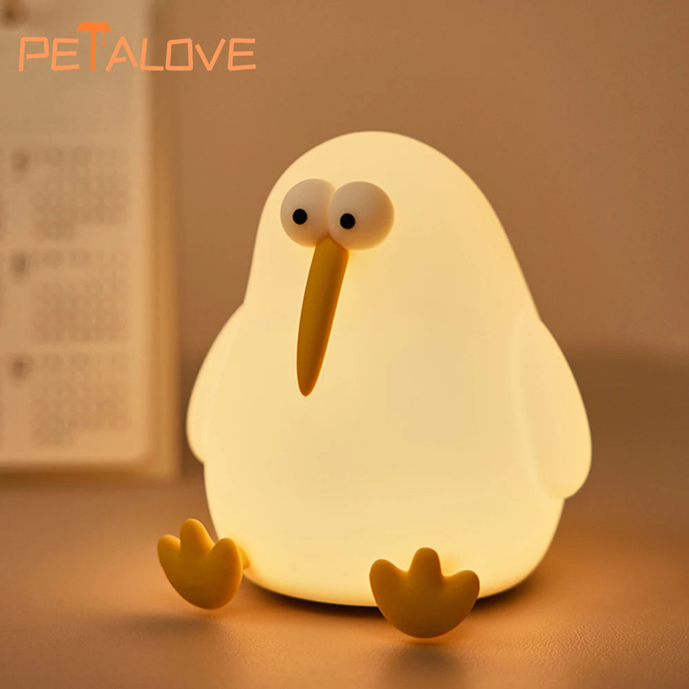 Night Light Cute Animal Panda Rabbit Duck Lovely Silicone Lamp Cloud Star Christmas Gift for Kids USB Recharge Warm Soft Light