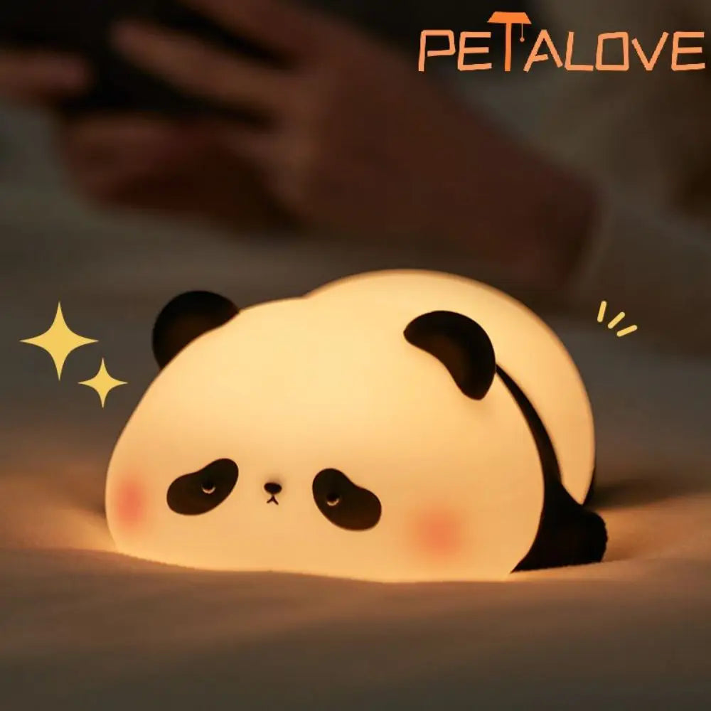 Night Light Cute Animal Panda Rabbit Duck Lovely Silicone Lamp Cloud Star Christmas Gift for Kids USB Recharge Warm Soft Light