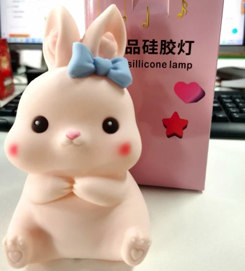 Night Light Cute Animal Panda Rabbit Duck Lovely Silicone Lamp Cloud Star Christmas Gift for Kids USB Recharge Warm Soft Light