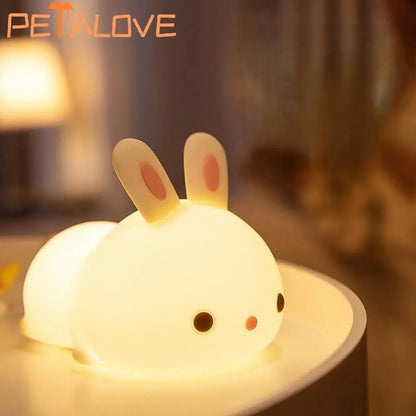 Night Light Cute Animal Panda Rabbit Duck Lovely Silicone Lamp Cloud Star Christmas Gift for Kids USB Recharge Warm Soft Light