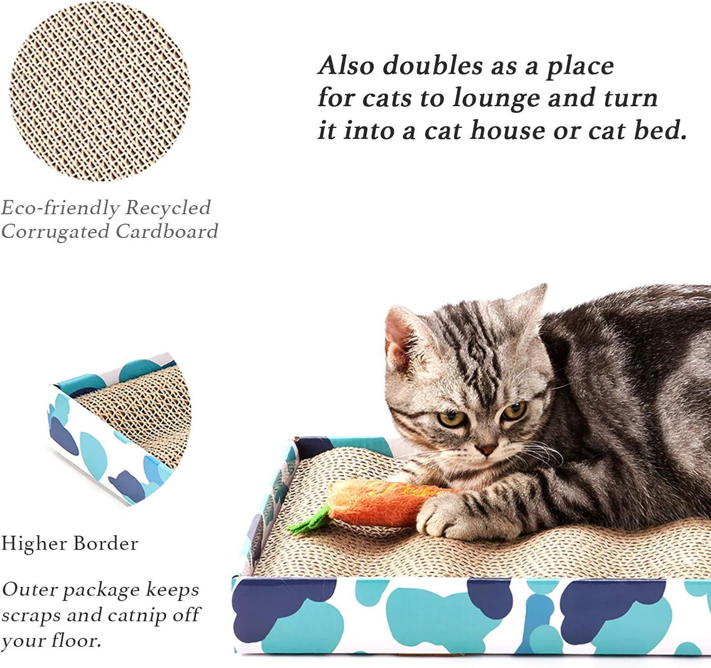 Cat Scratcher Cardboard Reversible Scratching Board Kitty Corrugated Scratching Pad Bed Catnip Included XXL 3PCS