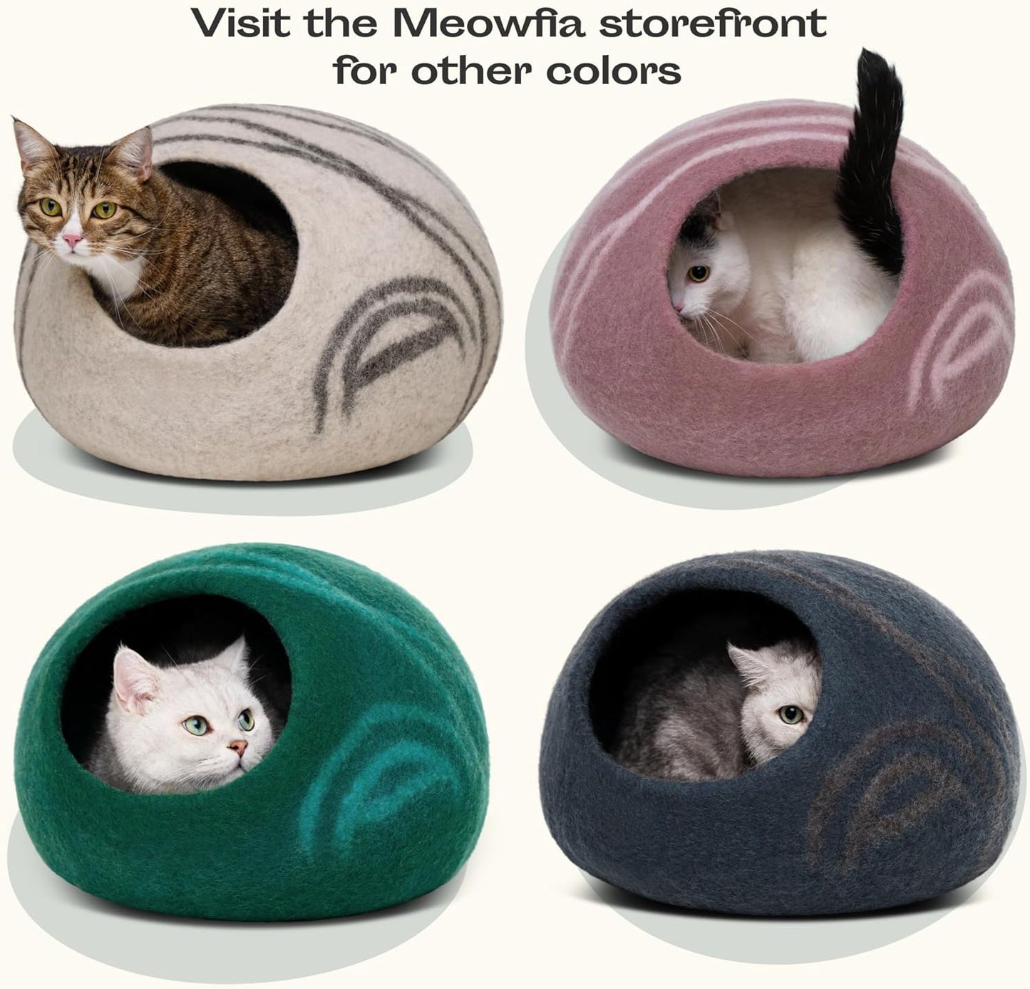 Cat Cave – Premium Felt Cat Bed for Indoor Cats, Handmade 100% Merino Wool (Light Shades) (Medium, Aquamarine)