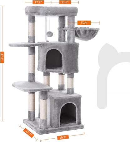 Cat Tree, Cat Tower, Scratching Posts, 47.2 Inches, Light Gray UPCT80W