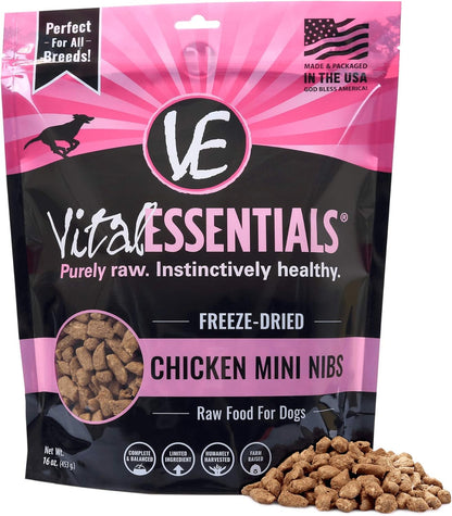 Freeze Dried Dog Food, Chicken Mini Nibs 16 Oz