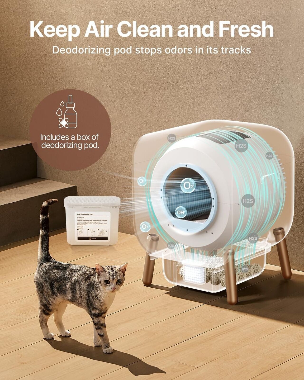 Self Cleaning Litter Box, Automatic Cat Litter Box Self Cleaning for Multi Ca...